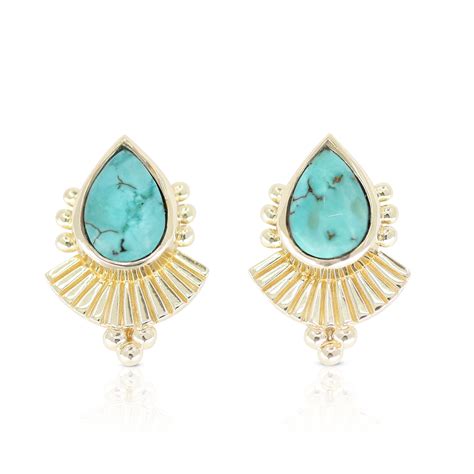 Cleopatra Turquoise Gold Earrings Tonimay