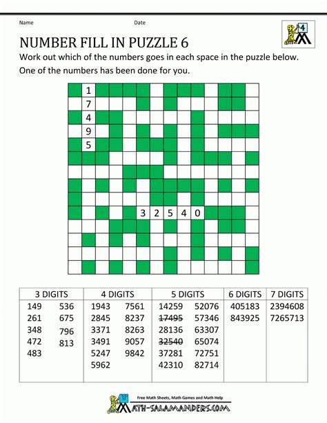 For example, to view yesterday's puzzle. Number Fill In Puzzles - Printable Puzzle Fill Ins ...
