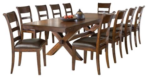 At lowe's, we have a variety of dining room sets, ranging in seating capacity, style and more. Hillsdale Park Avenue 11-Piece Trestle Dining Room Set in Dark Cherry - Traditional - Dining ...