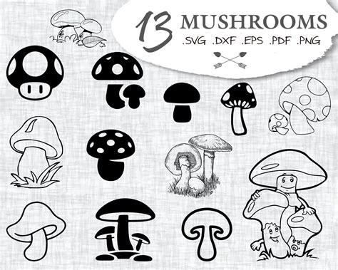 Mushroom Svg Bundle Eps Dxf Mushroom Silhouette Svg Files For Cricut Clipart Files Png