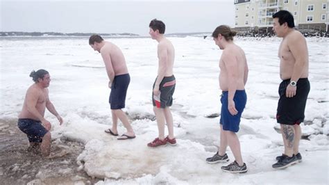 Canadians Brave Cold Waters For Polar Bear Dip Youtube