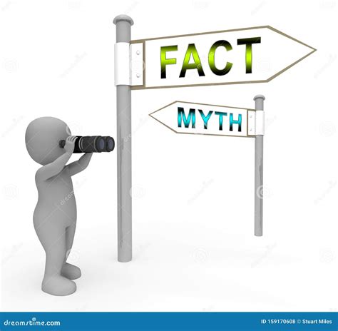 Myth Versus Reality Words Showing False Mythology Vs Real Life 3d