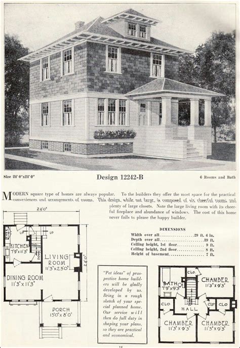 Four Square Home Design 12242 B C1920s Four Square Homes Vintage