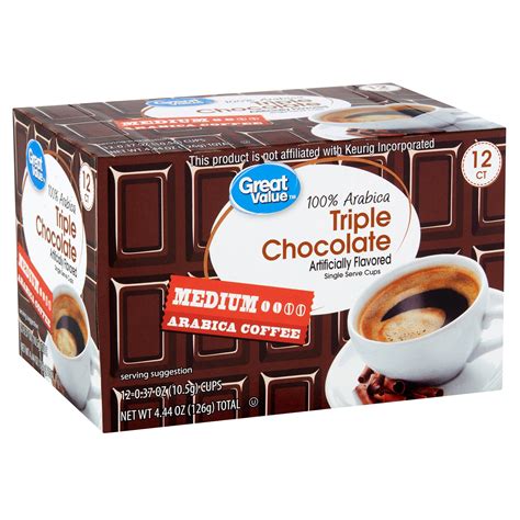 Great Value 100 Arabica Triple Chocolate Coffee Pods Medium Roast 12