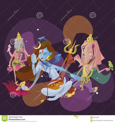 Yoga poses sitting poses forwa. Set Of Hindu Gods Meditation In Yoga Poses Lotus And ...