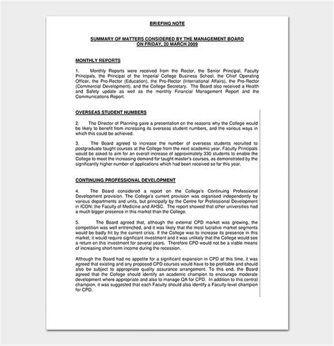 Briefing Note Template 15 Samples Word Doc And Pdf Format