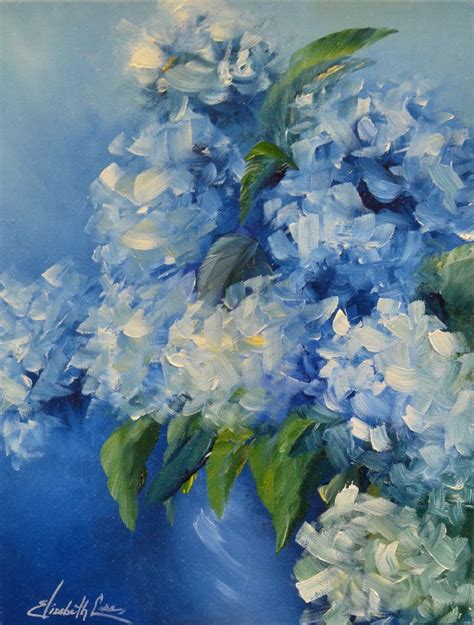 Hydrangeas In The Blue Vase An Original Oil Painting By Elizabeth
