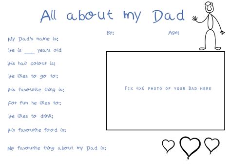 All About My Dad Free Printable For Fathers Day