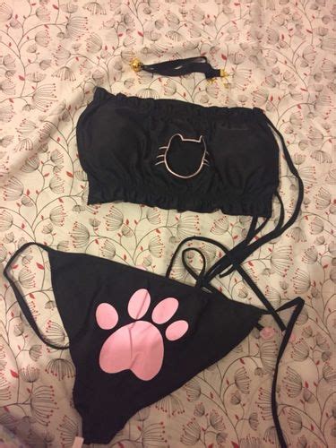 Cute Sexy Kawaii Kitty Cat Keyhole Hollow Bra And Underwear Lingerie Set