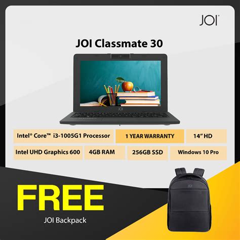 Joi Classmate 30 Blacki3 1005g1 4gb 256gb Ssd Intel Uhd Graphics