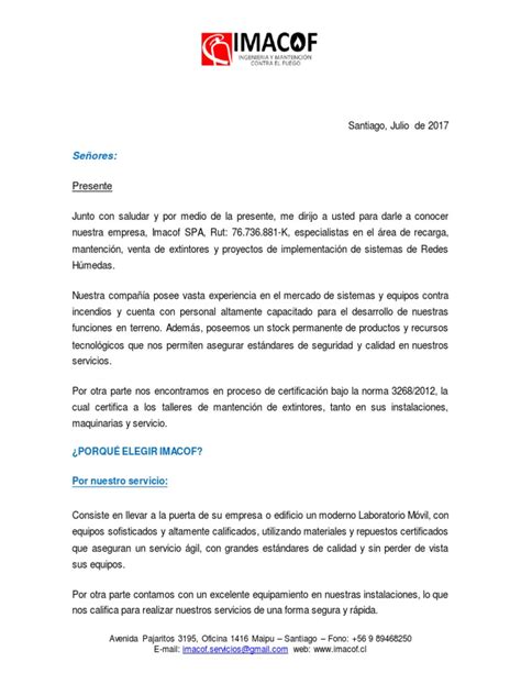 Carta Presentacion Calidad Comercial Negocios General