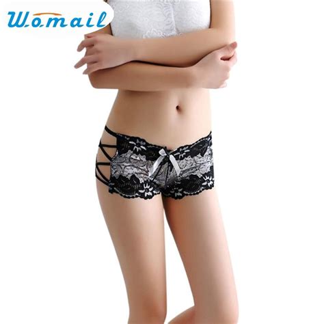 Womail Newly Design Women Sexy Lingerie Underwear Lace Hollow Bowknot Panties Bodyshort 160622