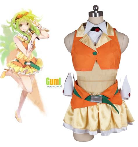 Vocaloid Gumi Yellow Singing Uniform Dress Anime Cosplay Costume