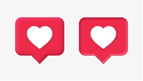 Premium Vector 3d Instagram Like Icon In Red Speech Bubble Or Heart