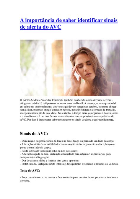 Pdf A Importância De Saber Identificar Sinais De Alerta Do Avc Med