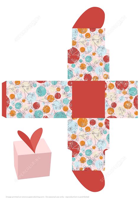 Favor T Box Template With Herbs And Heart On The Top Free