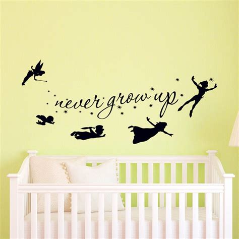 Peter Pan Wall Decal Children Flying Silhouette Never Grow Up Fantasy