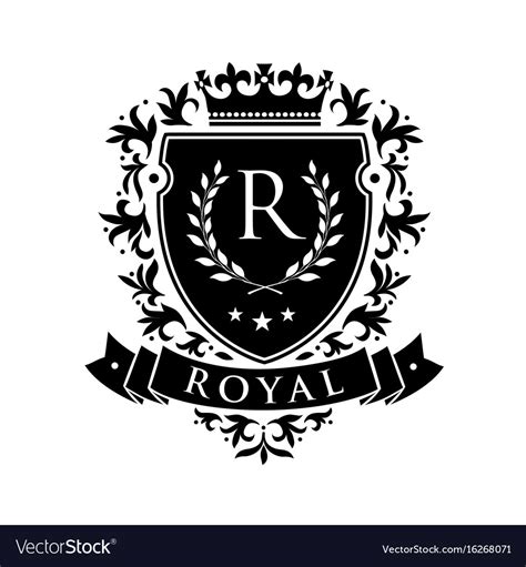 Royal Heraldic Emblem Shield With Crown Royalty Free Vector