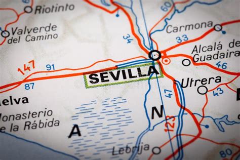 Sevilla On A Road Map Stock Photo Image Of Holidays 40074840
