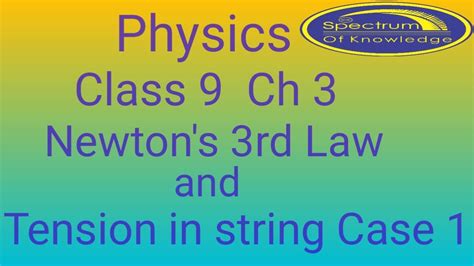 Physics Class 9 Ch 3 Newtons 3rd Law And Tension In String Case 1