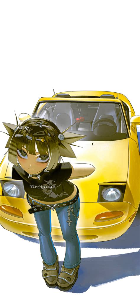 1080x2280 Anime Character Girl With Car Minimal 4k One Plus 6huawei