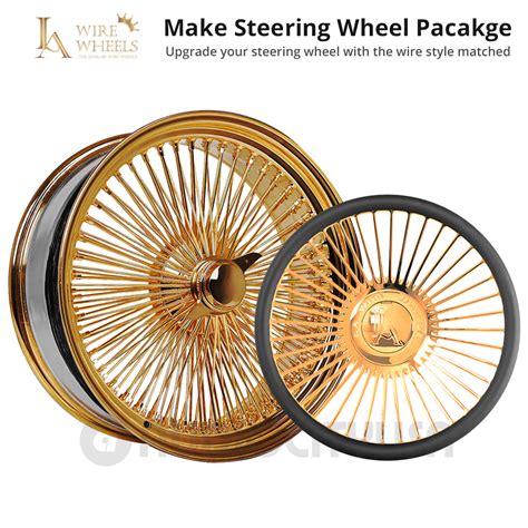 15x7 La Wire Wheels Standard 100 Spoke Straight Lace American Gold Face And Knock Off With