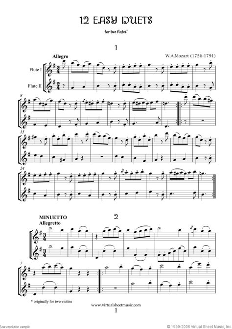 Mozart Easy Duets Sheet Music For Two Flutes Pdf