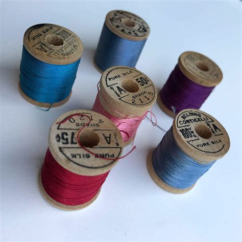 Six Vintage Silk Belding Corticelli Wooden Thread Spools Etsy