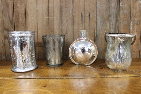 Silver Mercury Glass Vases L Vintique Rental