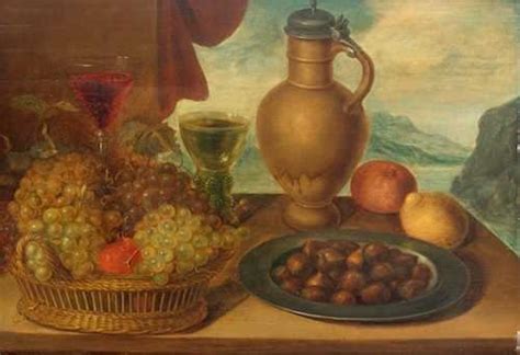 Georg Flegel A Still Life With Basket Of Fruit And Plate Of Chestnuts