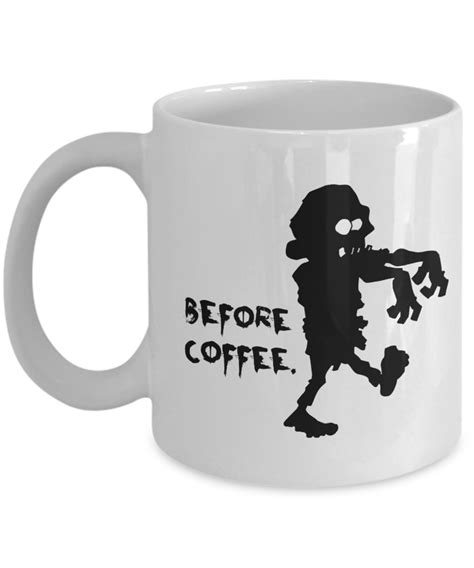 Halloween cocktails are some of the most creative and creepiest drinks around. "Before Coffee" Zombie-themed Coffee Mug - Halloween Mug