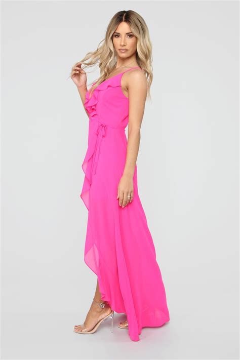 Clear My Schedule Chiffon Maxi Dress Hot Pink Hot Pink Fashion All