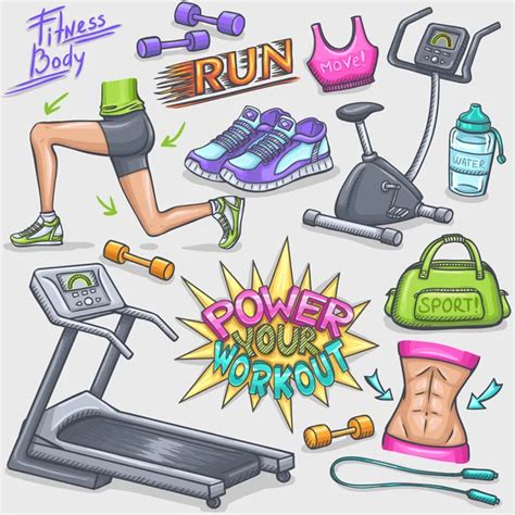 Gym And Fitness Doodles Set Stock Vector Image By ©karinacornelius 74762045
