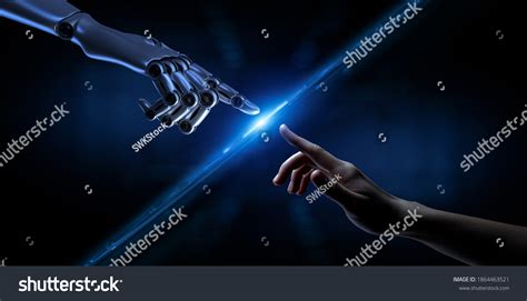 Robot Hand Making Contact Human Hand Stock Photo 1864463521 Shutterstock