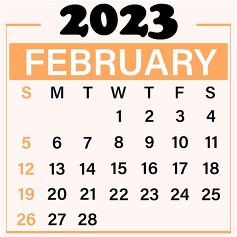 Orange February Calendar 2023 Get Calender 2023 Update