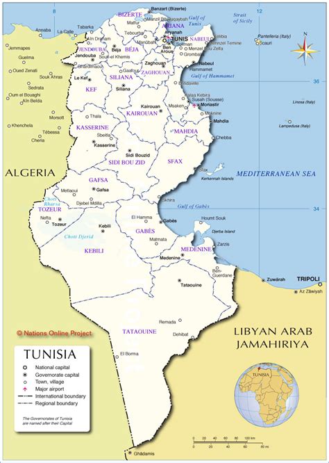 Tunesien Karte Gemeinden