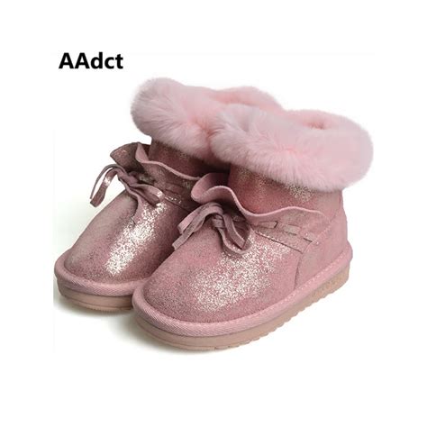 Aadct 2017 Winter Fur Warm Girls Boots New Fashion Kids Snow Boots