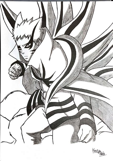 Naruto Baryon Mode Sketch Graphite Art Art Humanoid Sketch