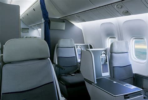 Empty Business Class Seats In An Airplane Stock Photo Download Image