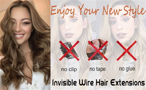 18 Invisible Secret Wire Hidden Hair Extensions One Piece