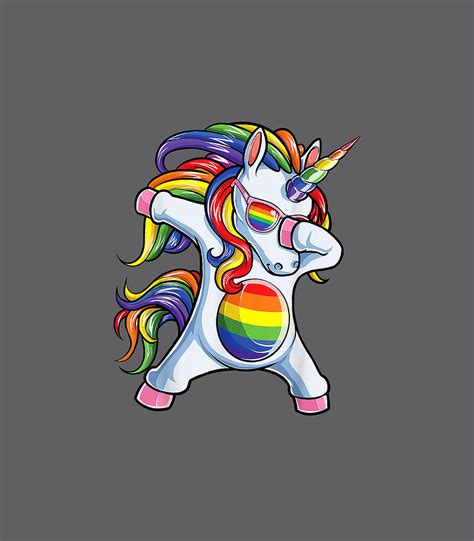 Dabbing Unicorn Gay Pride LGBT Lesbian Rainbow Flag Digital Art By
