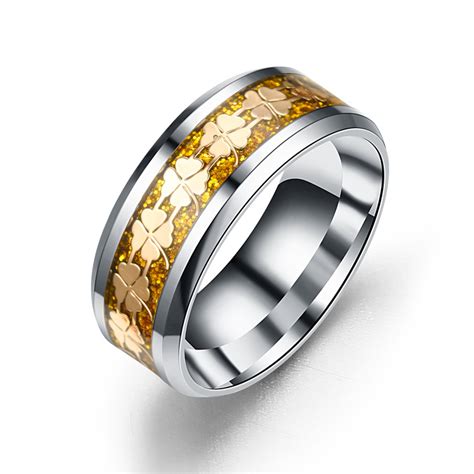 Titaniumandstainless Steel Fashion Geometric Ring 8mm Alloy Bottom Alloy