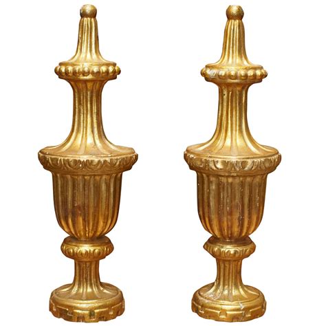 Pair Of 19th C. Gilt Wood Finials For Sale at 1stdibs