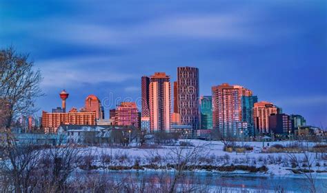 Moody Cloudy Sky Over Downtown Calgary Stock Image Image Of