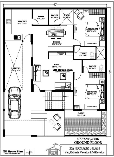 40 50 House Plans Best 3bhk And 4bhk House Plan In 2000 Sqft