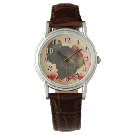 thanksgiving turkey watch zazzle brown leather strap watch women wrist watch leather watch