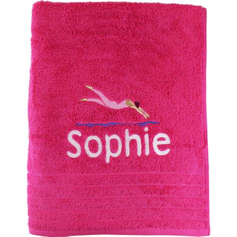 Personalised Childrens Pink Swimming Towel Teddyts