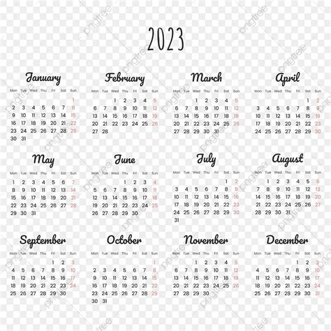 2023 Calendars Png Image Transparent Minimalist 2023 Calendar 2023