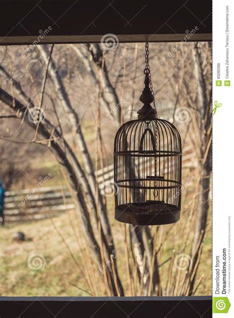 Silhouette Of An Empty Bird Cage Stock Photography