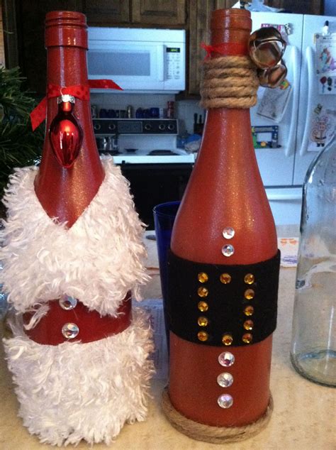 Me And Mrs Claus Wine Bottles Together Recycled Wine Bottles Wine